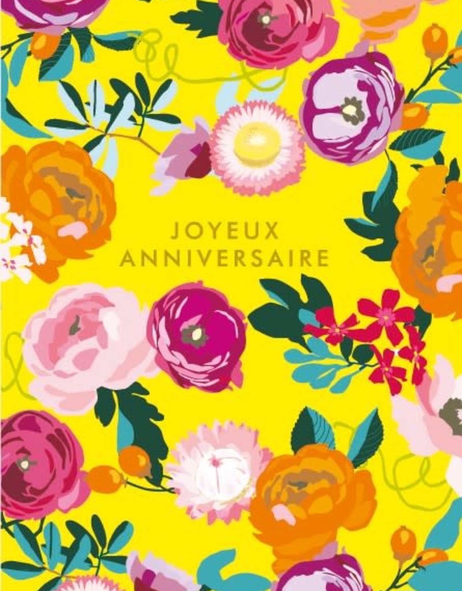 Joyeux Anniversaire Yellow Flowers Greeting Card
