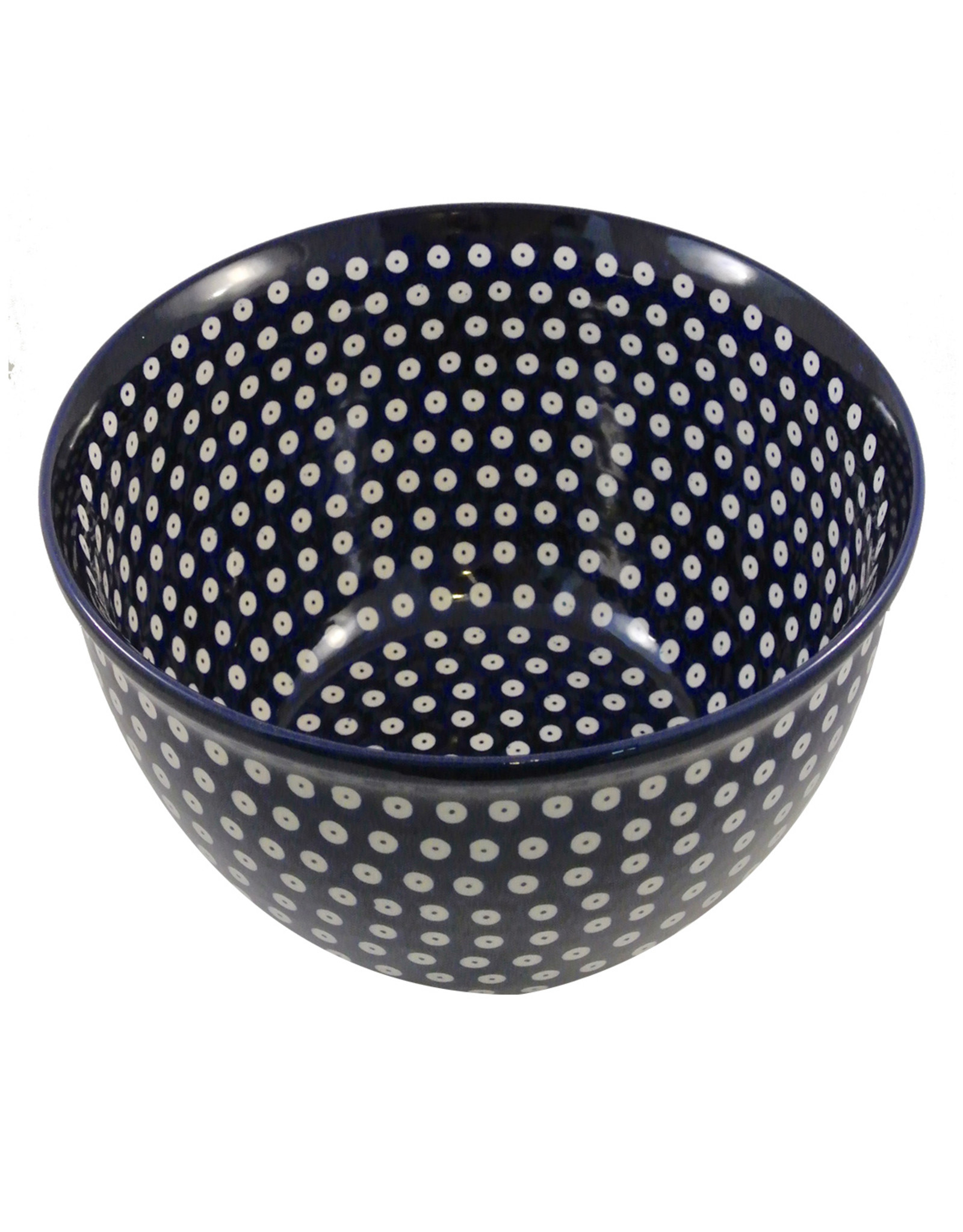 Large Serving Bowl (2) - White dots (Blue Rim)