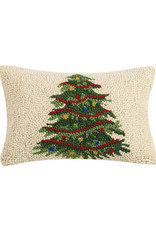 Pink Christmas Tree Hooked Pillow