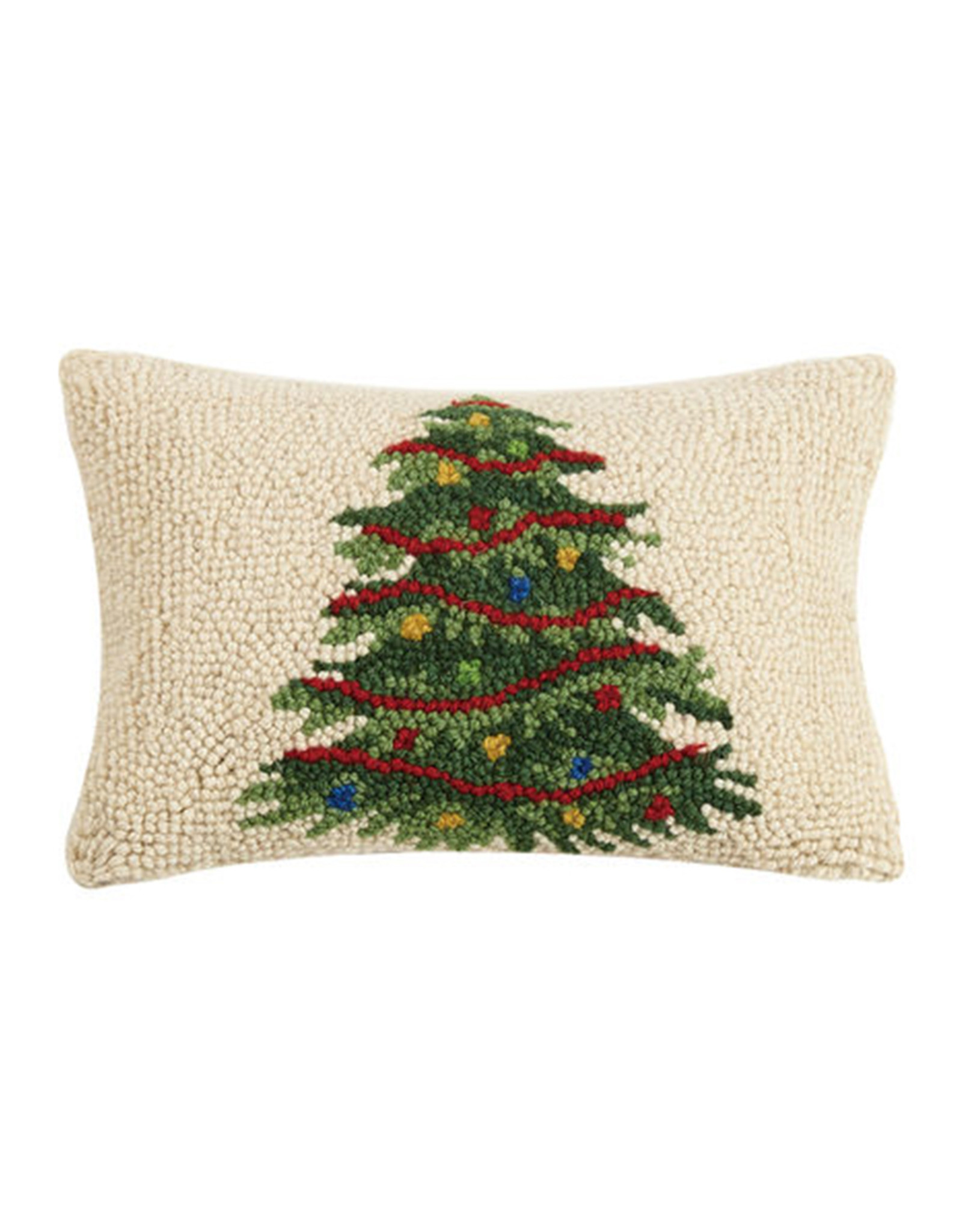 Pink Christmas Tree Hooked Pillow