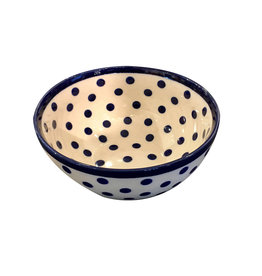 Cereal/Soup Bowl II- white/blue dots blue rim