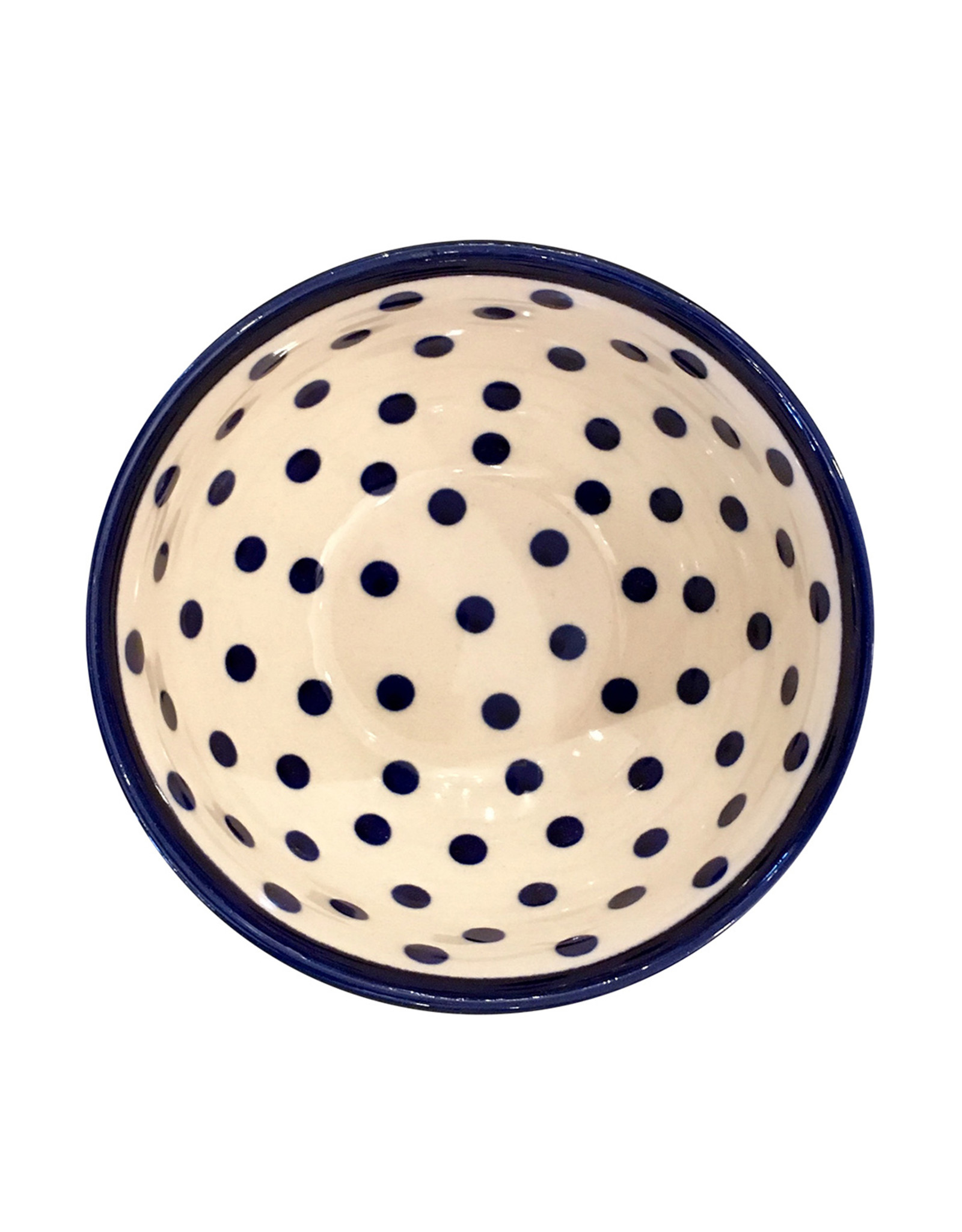 Cereal/Soup Bowl II- white/blue dots blue rim