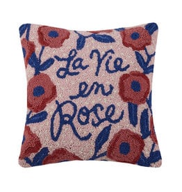 La Vie en Rose w/flowers Hook Pillow - 16" x 16"