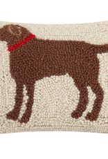 Brown Dog Hook Pillow - 8" x 12"