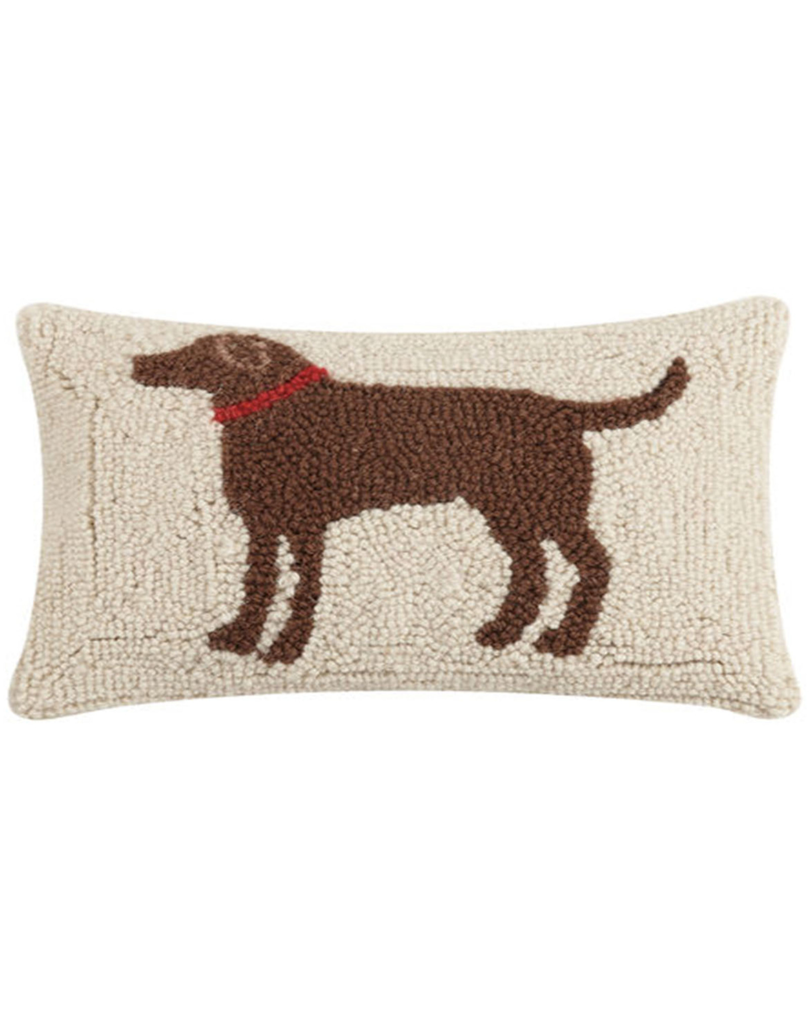 Brown Dog Hook Pillow - 8" x 12"