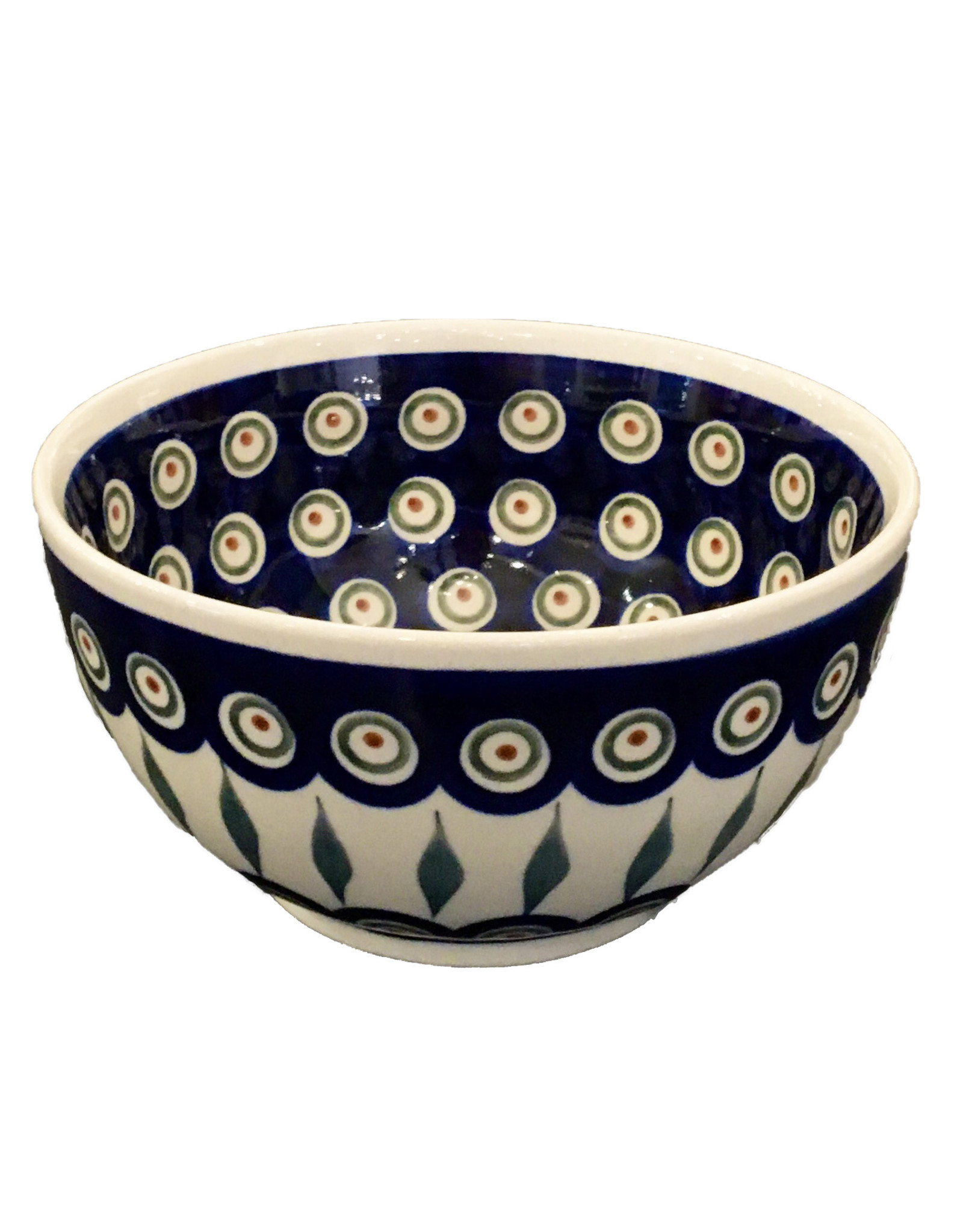 Beautiful Polish Pottery Soup / Cereal / Salad Bowl Peacock II