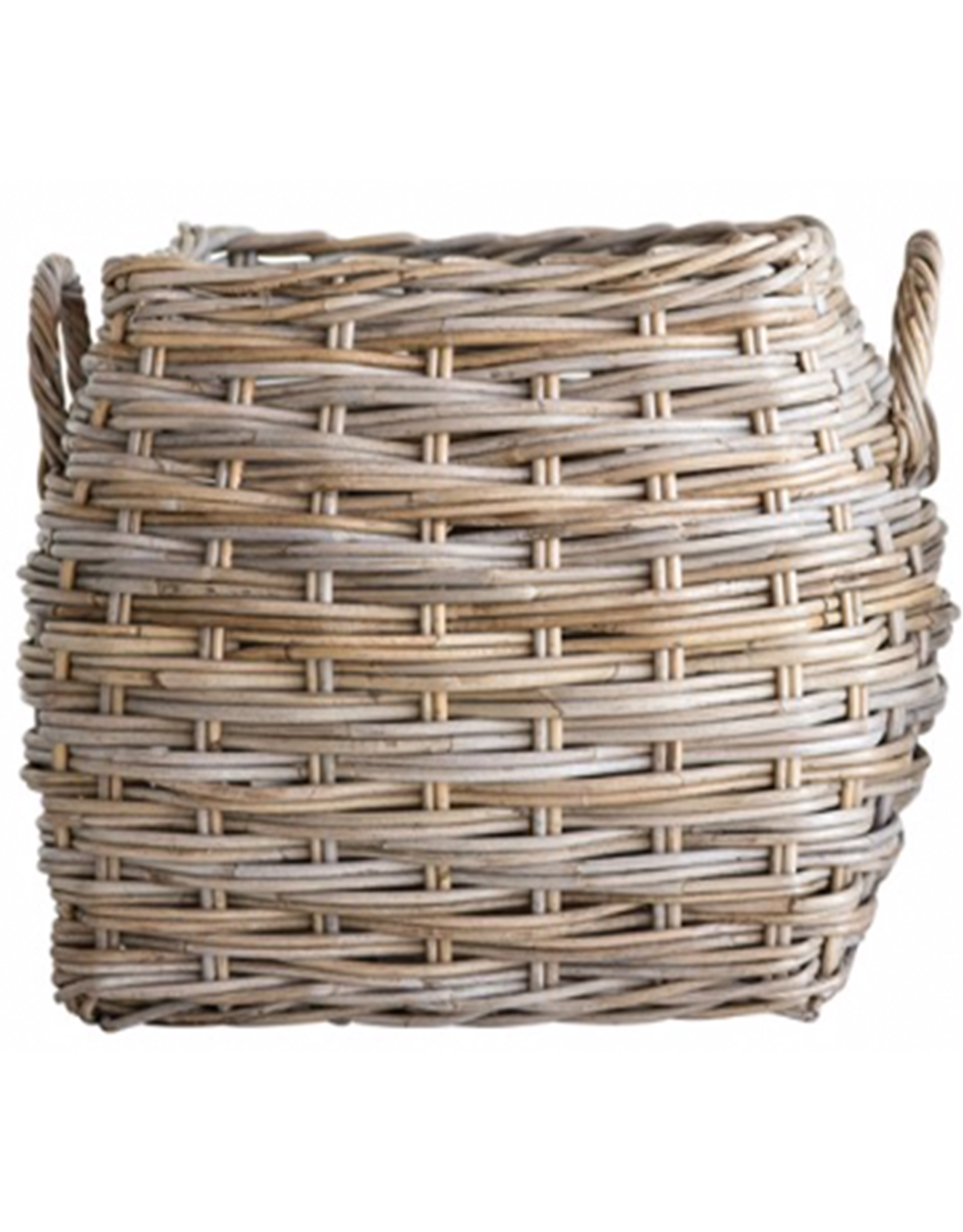 Square Natural Rattan Basket w/Handles -16" Square x 16"H