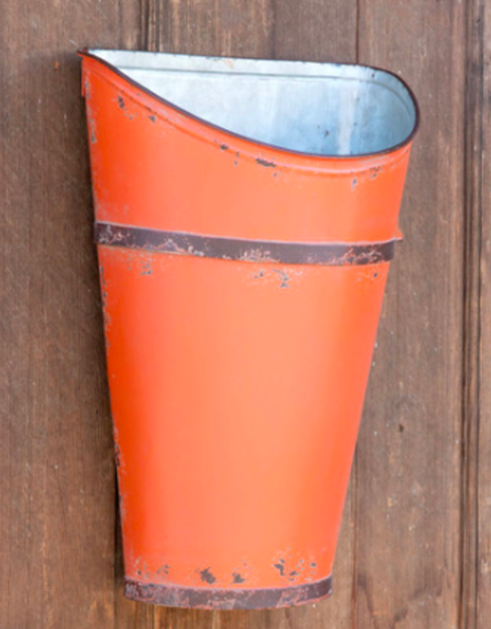 Tractor Orange Metal Wall Basket - 12" x 7" x 17.25"