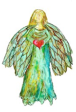Linen Towel - Colorful Angel with Heart 18" x 24" (100% Linen)