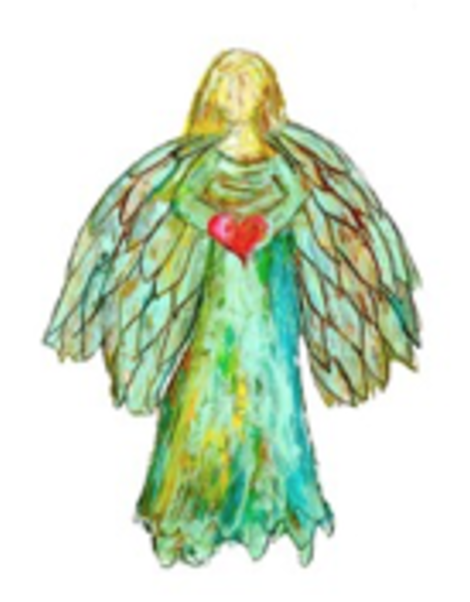 Linen Towel - Colorful Angel with Heart 18" x 24" (100% Linen)