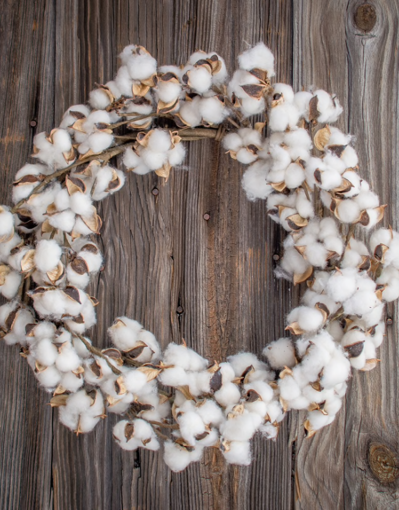 Faux Cotton Wreath 22"