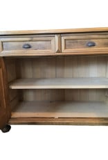 2 Door Buffet, 45 1/4" x 20" x 35 1/2" - Natural Wax Finish - Metal Pulls