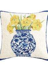 Chinoiserie Vase Daffodils Hook Pillow - 16" x 16"