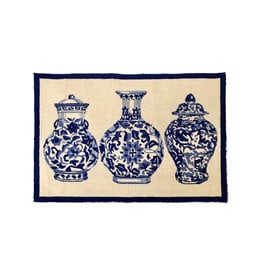Chinoiserie Vases Hook Rug - 2 Ft x 3 Ft