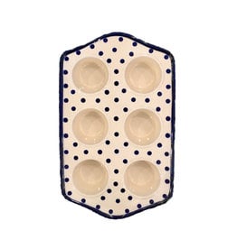 Muffin Pan - Blue/White Dots