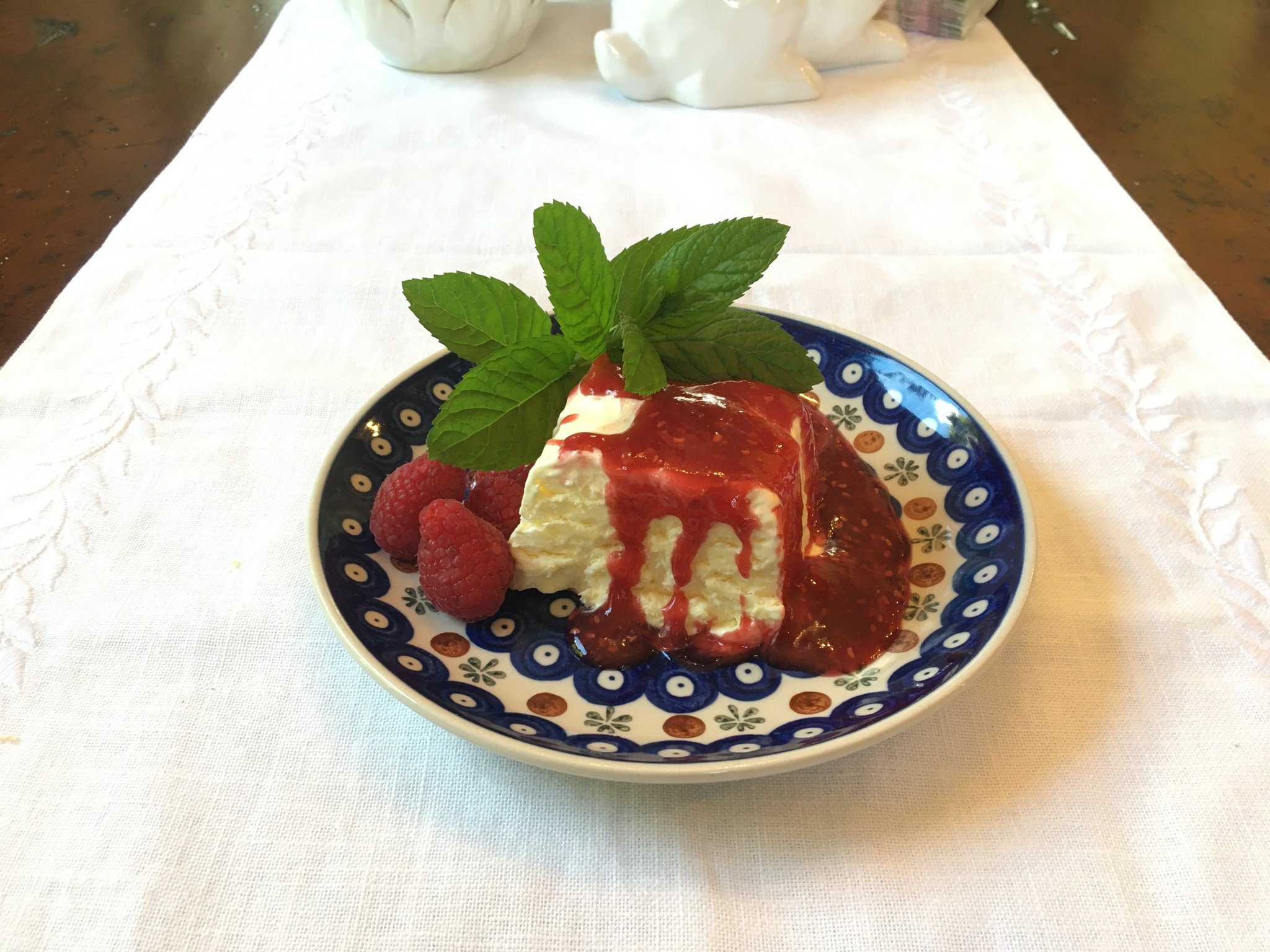 Vanilla Semifreddo with Rasberry Sauce......the perfect ending to a great meal!