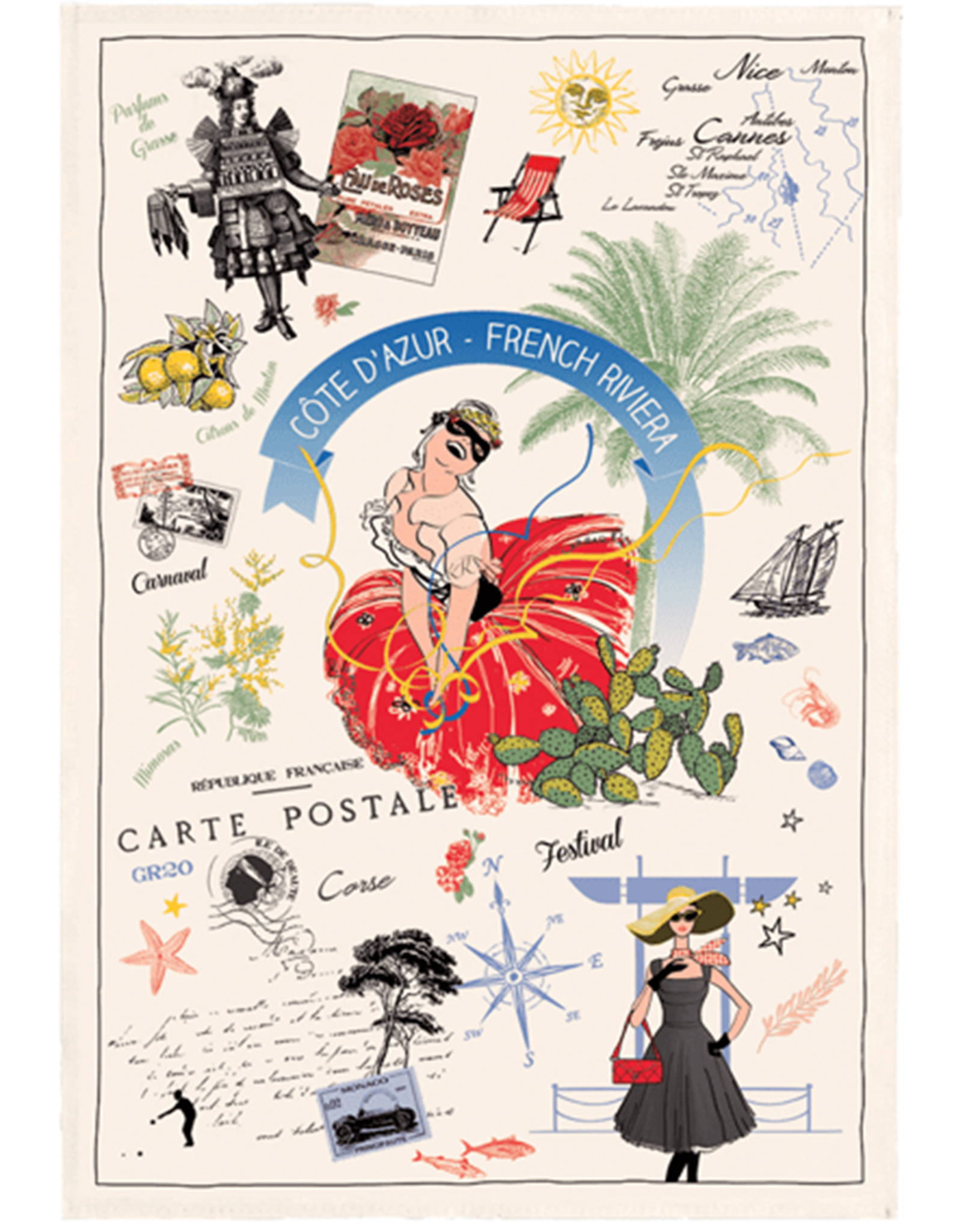 French Riviera Dish Towel