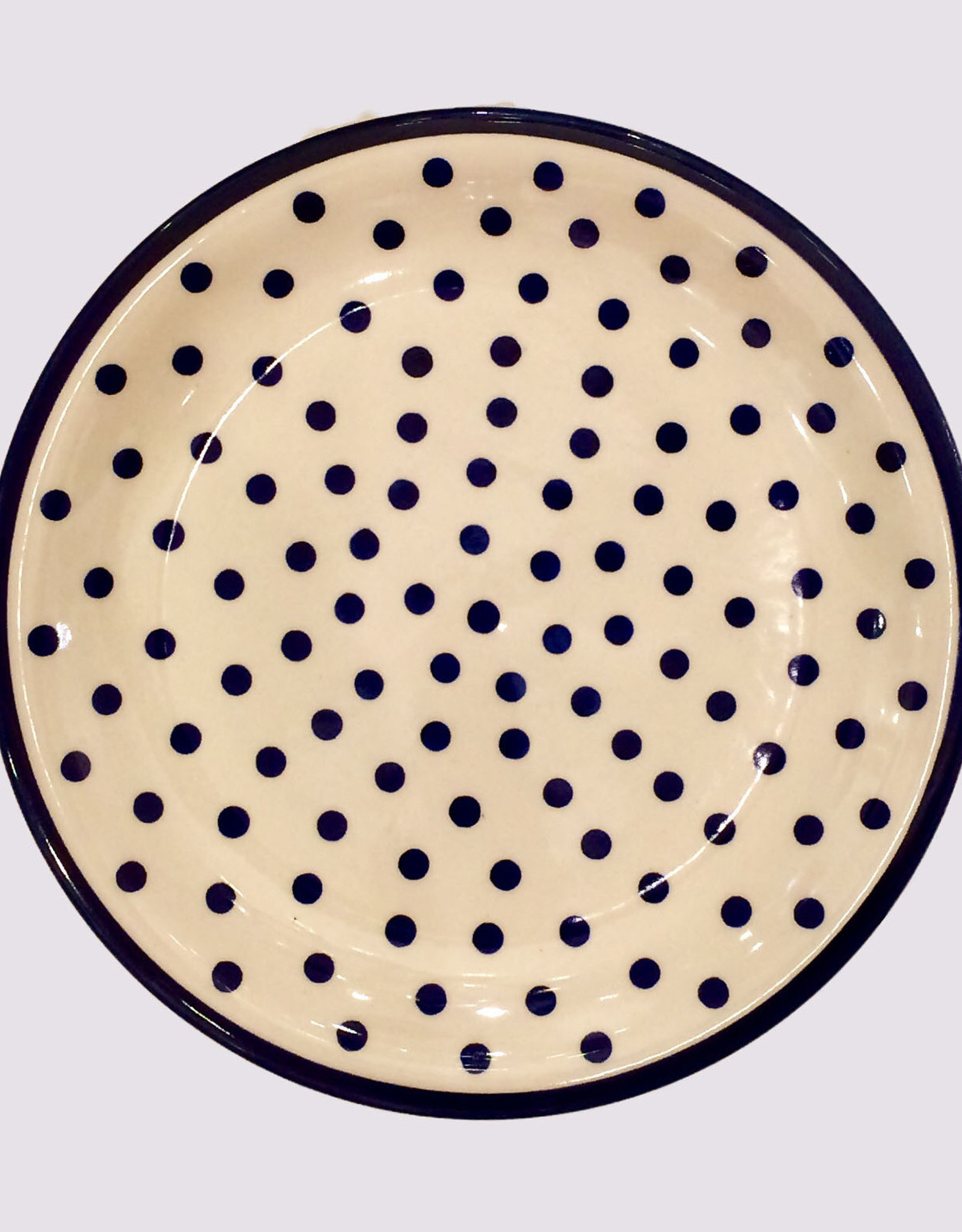 Dinner Plate - Dots w/Blue Rim