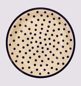 Dinner Plate - Dots w/Blue Rim