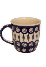 Polish Pottery Mug - Peacock Pattern