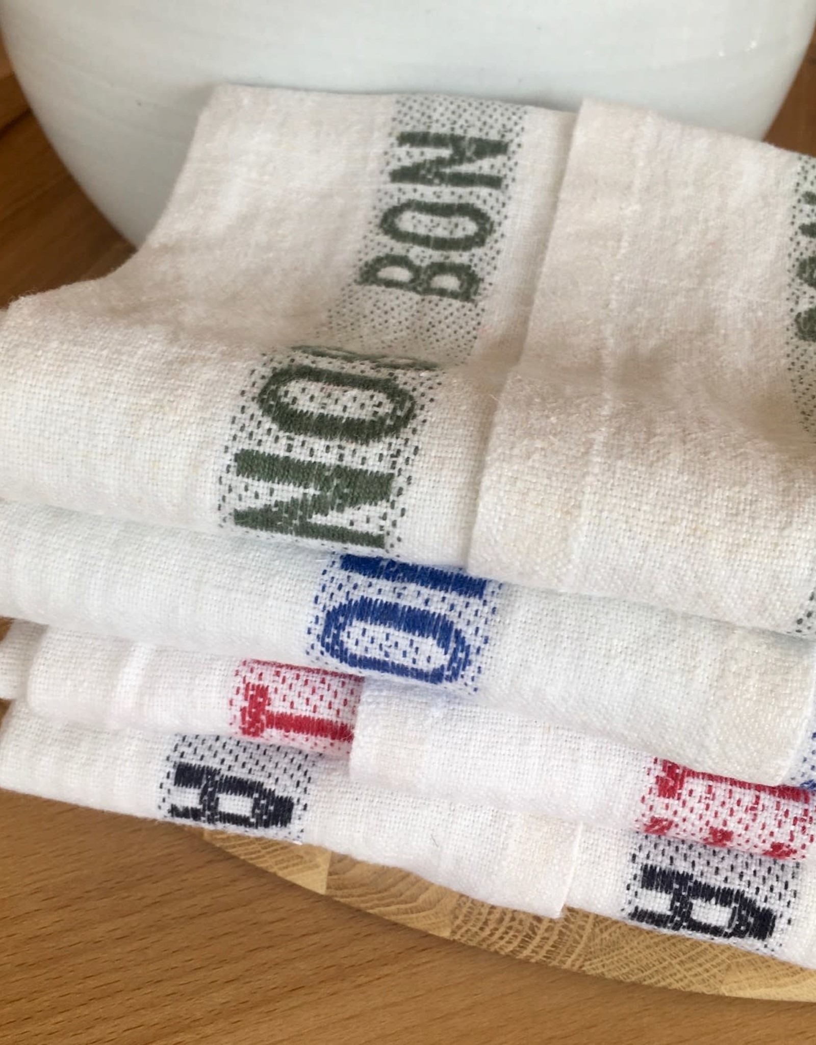 Charvet Editions Charvet Editions - White/Black Bon Appetit Tea towel 18"x30"