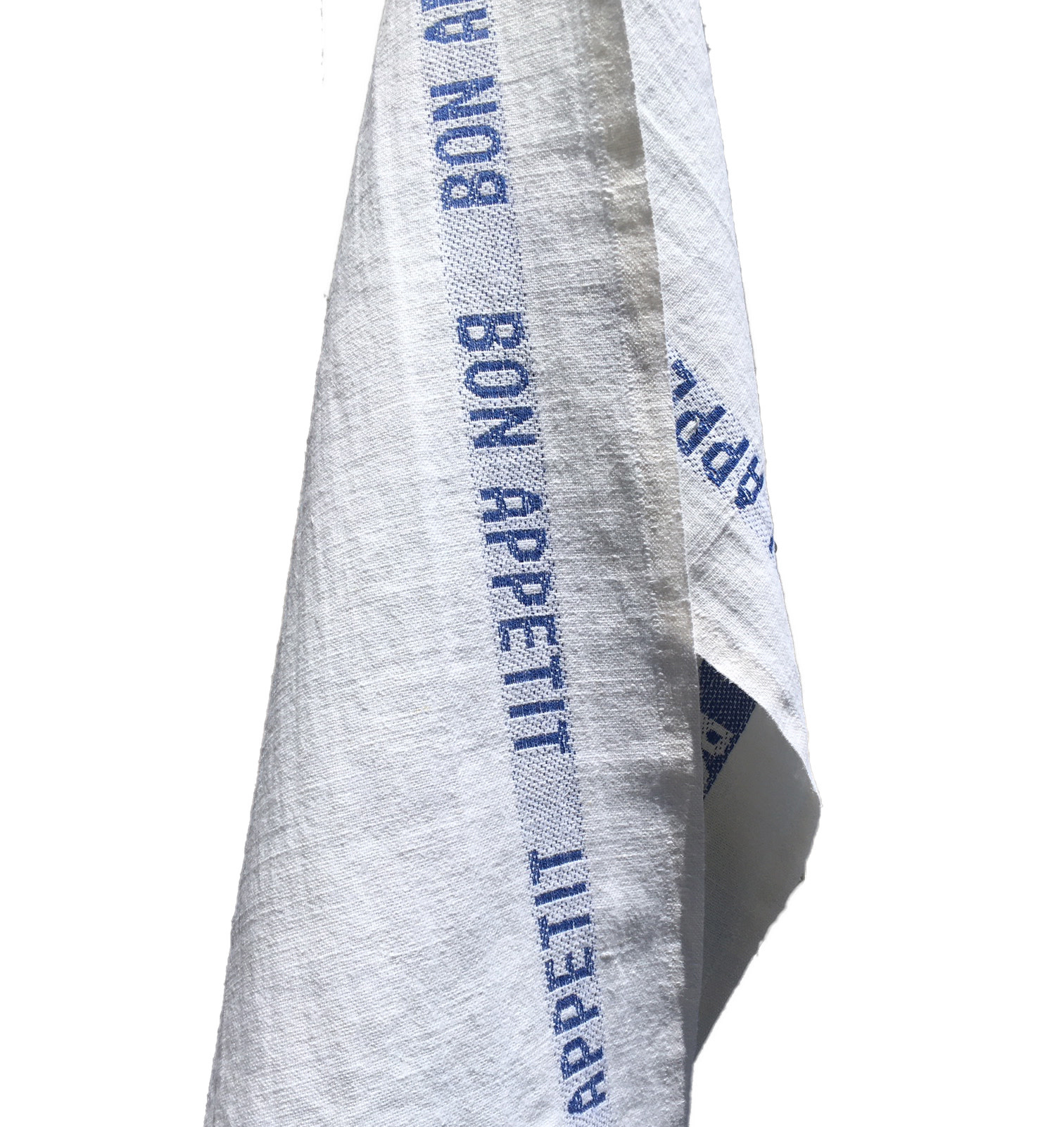 2 Top Quality Stonewashed French Linen Napkins with White Bon Appetit detail 2 Top Quality Stonewashed French Linen Napkins with White Bon Appetit detail