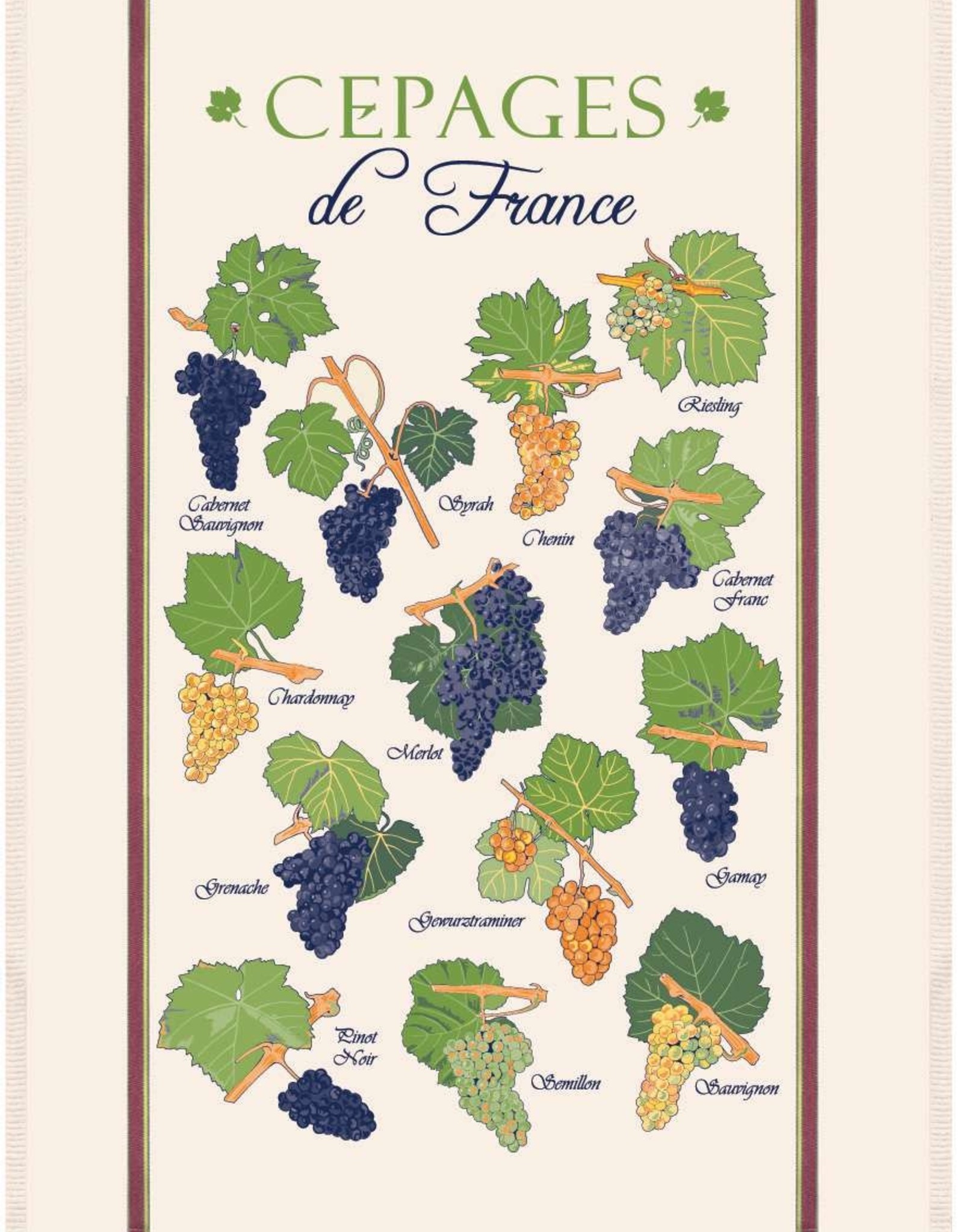 Cepages de France Kitchen Towel 23" X 31"