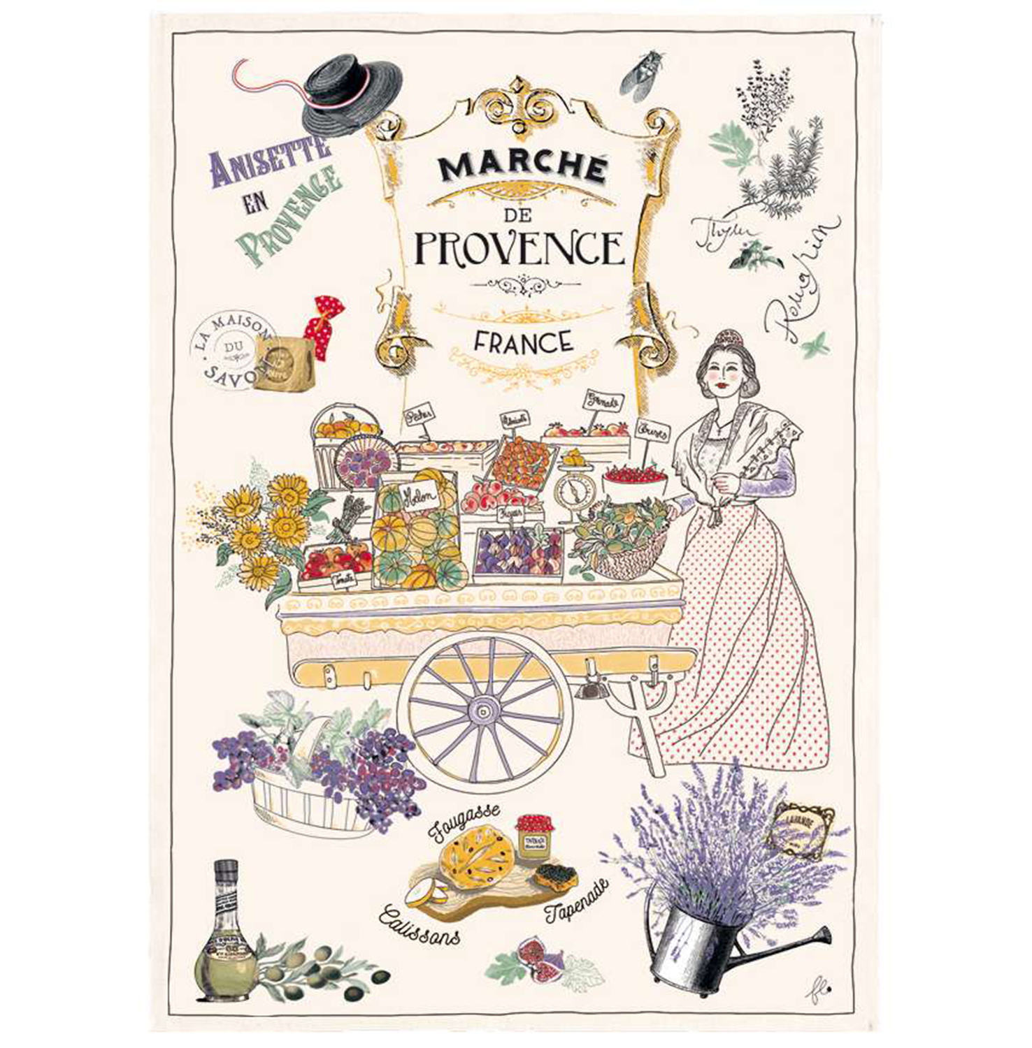 Holiday kitchen towels of made in Provence quality