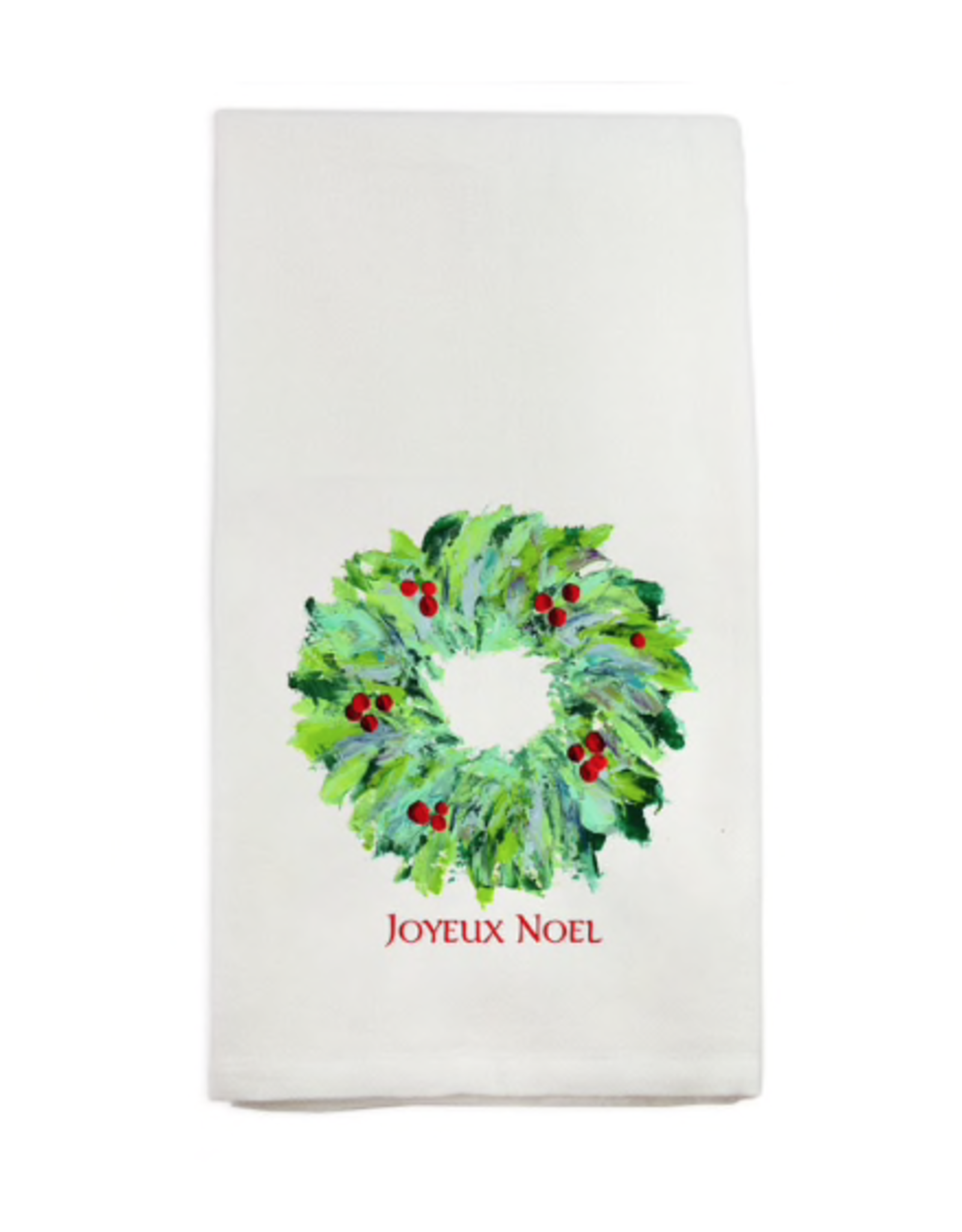 Linen Towel - Wreath - Joyeux Noel 18" x 24" (100% Linen)