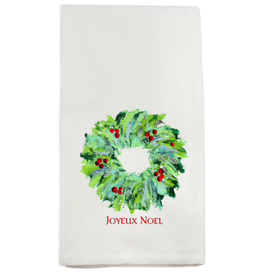 Linen Towel - Wreath - Joyeux Noel 18" x 24" (100% Linen)