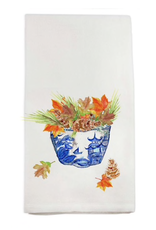 Towel - Blue/White Bowl with  Fall Leaves