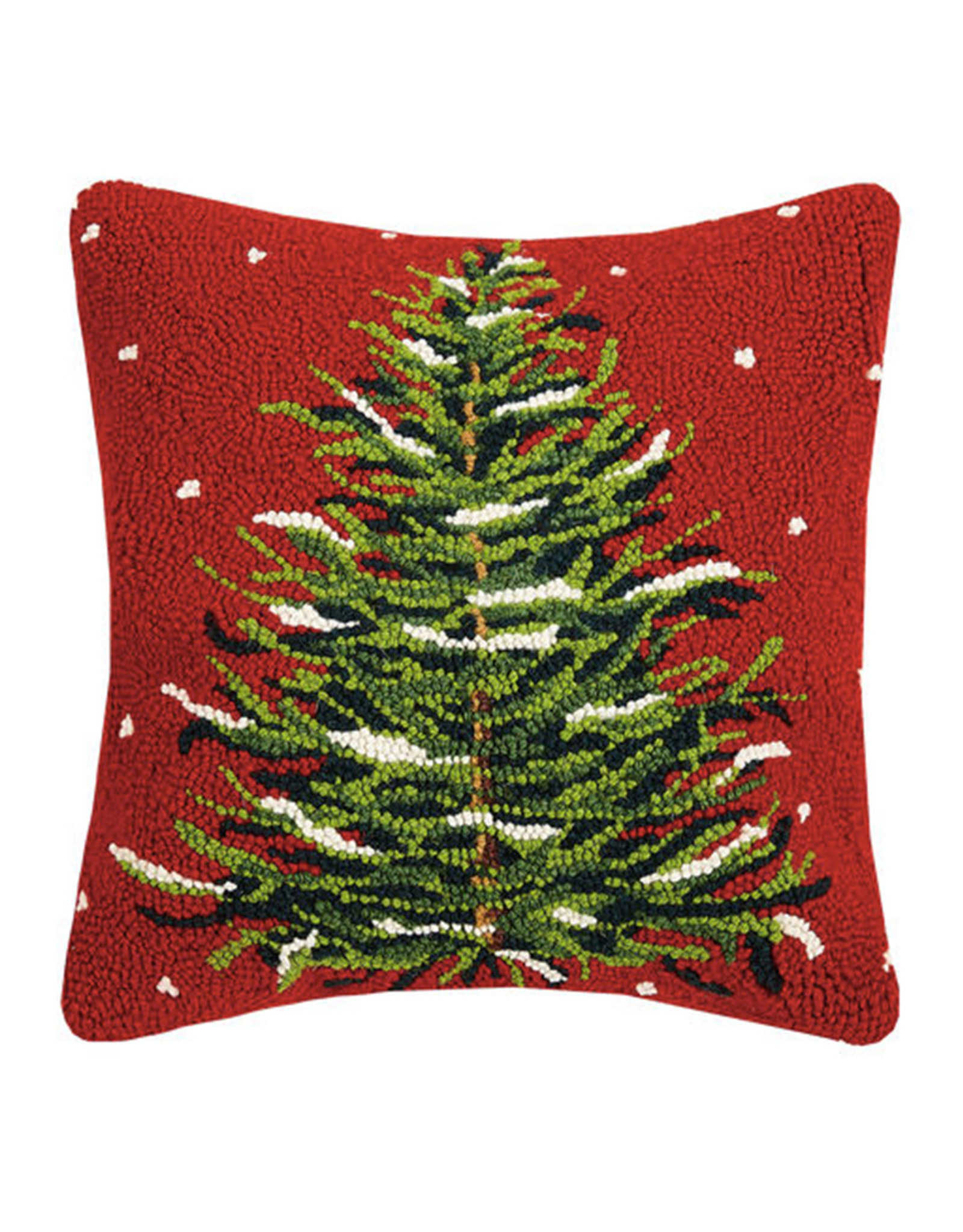 Christmas Tree Hook Pillow - 16" x 16" - Red