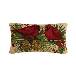Holly Cardinals Duo Hook Pillow - 12" x 20"