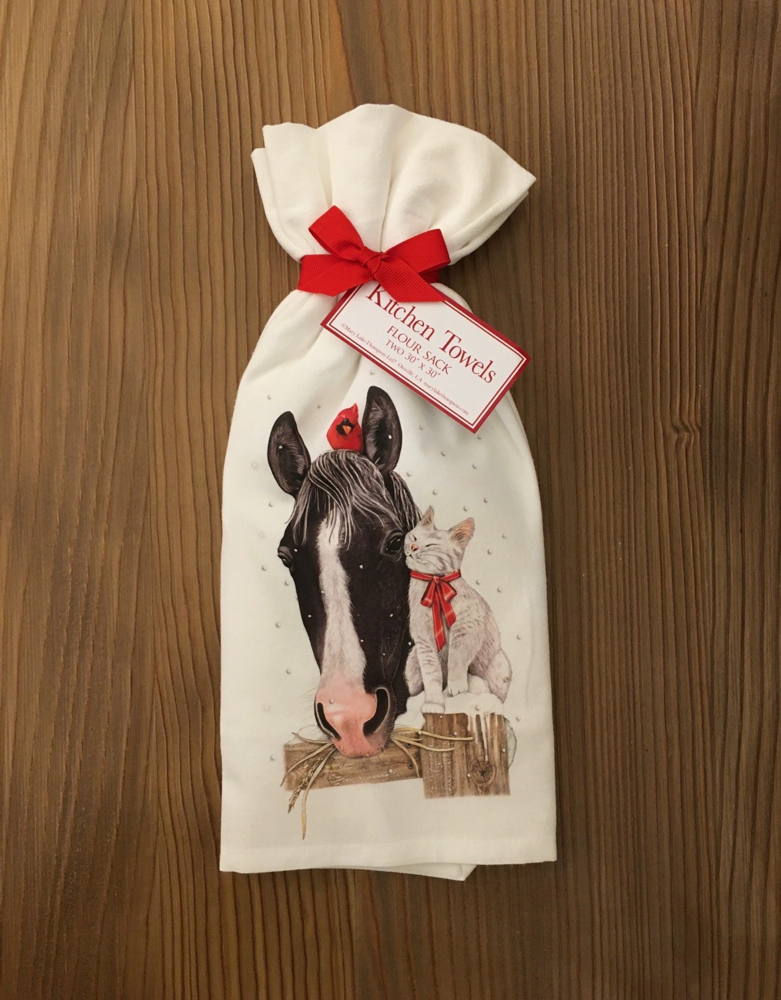 Horse And Cat Winter Towel - Set of 2