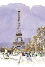 Eiffel Tower in Winter Greeting Card  6" X  6"