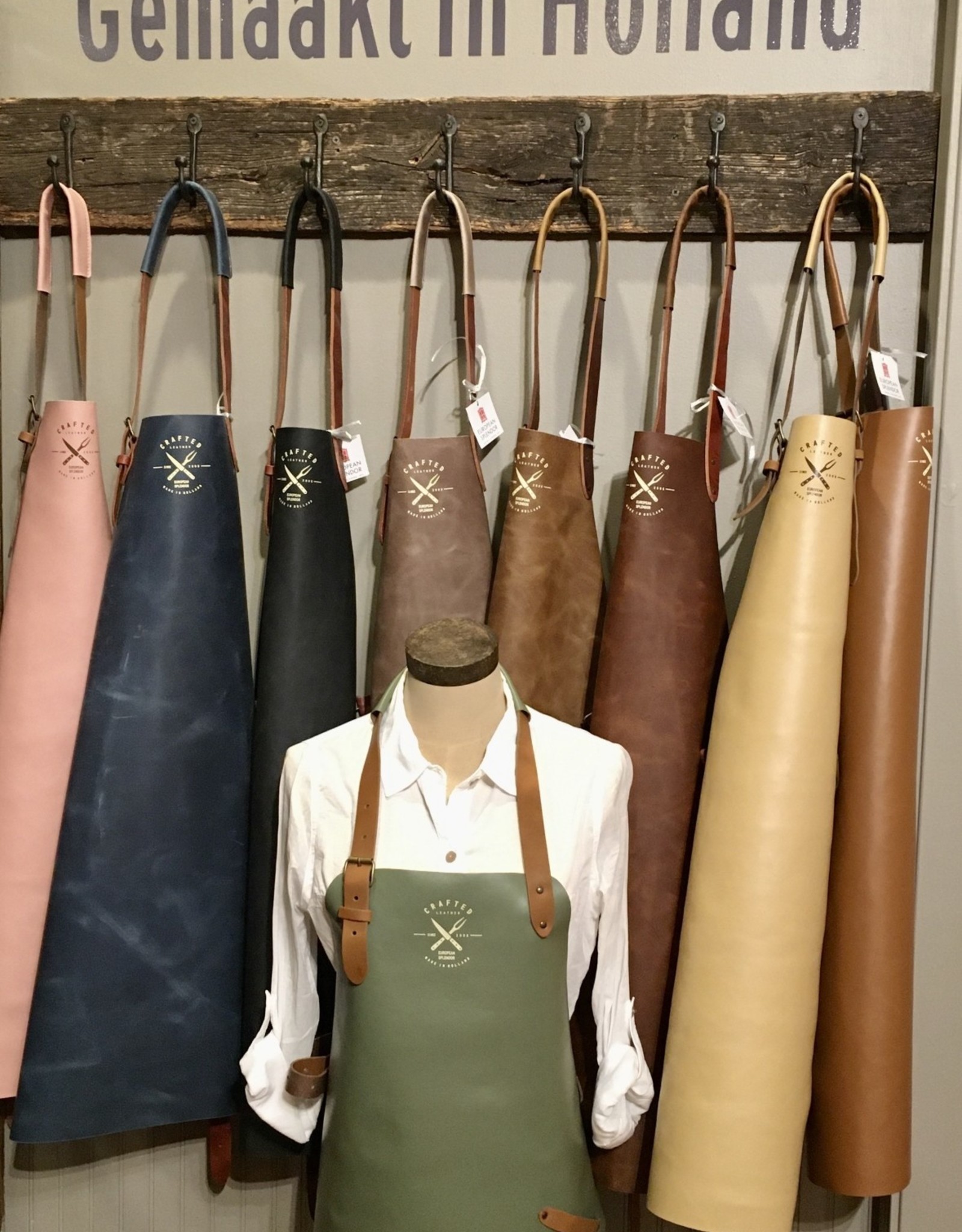 Vintage leather apron (classic) - Green