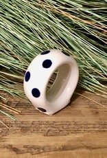 Napkin Ring - White w/Blue Dots (D37)