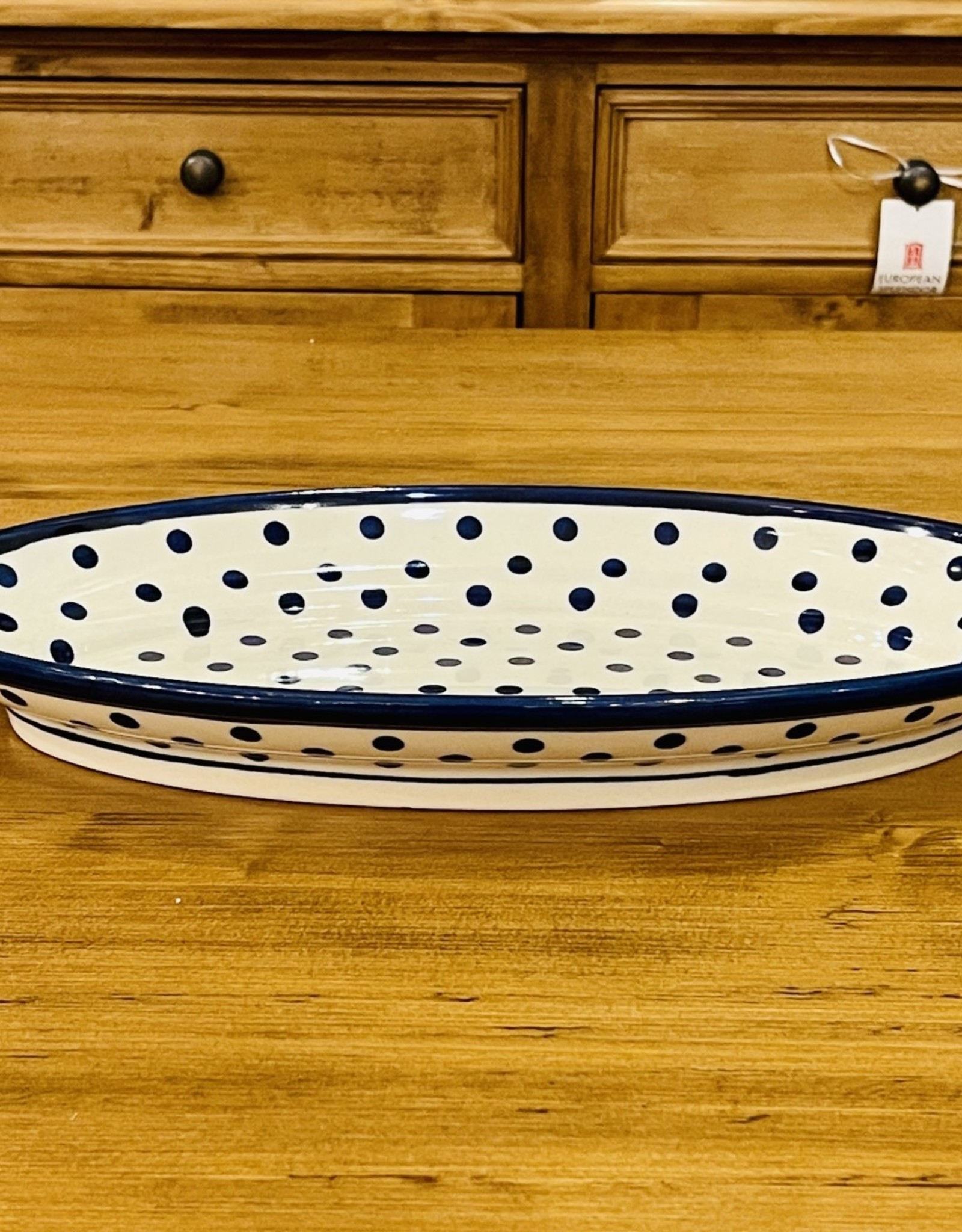 Platter - White w/Blue Dots