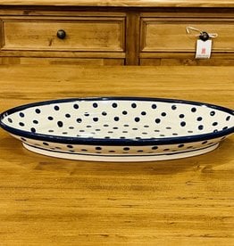 Platter - White w/Blue Dots