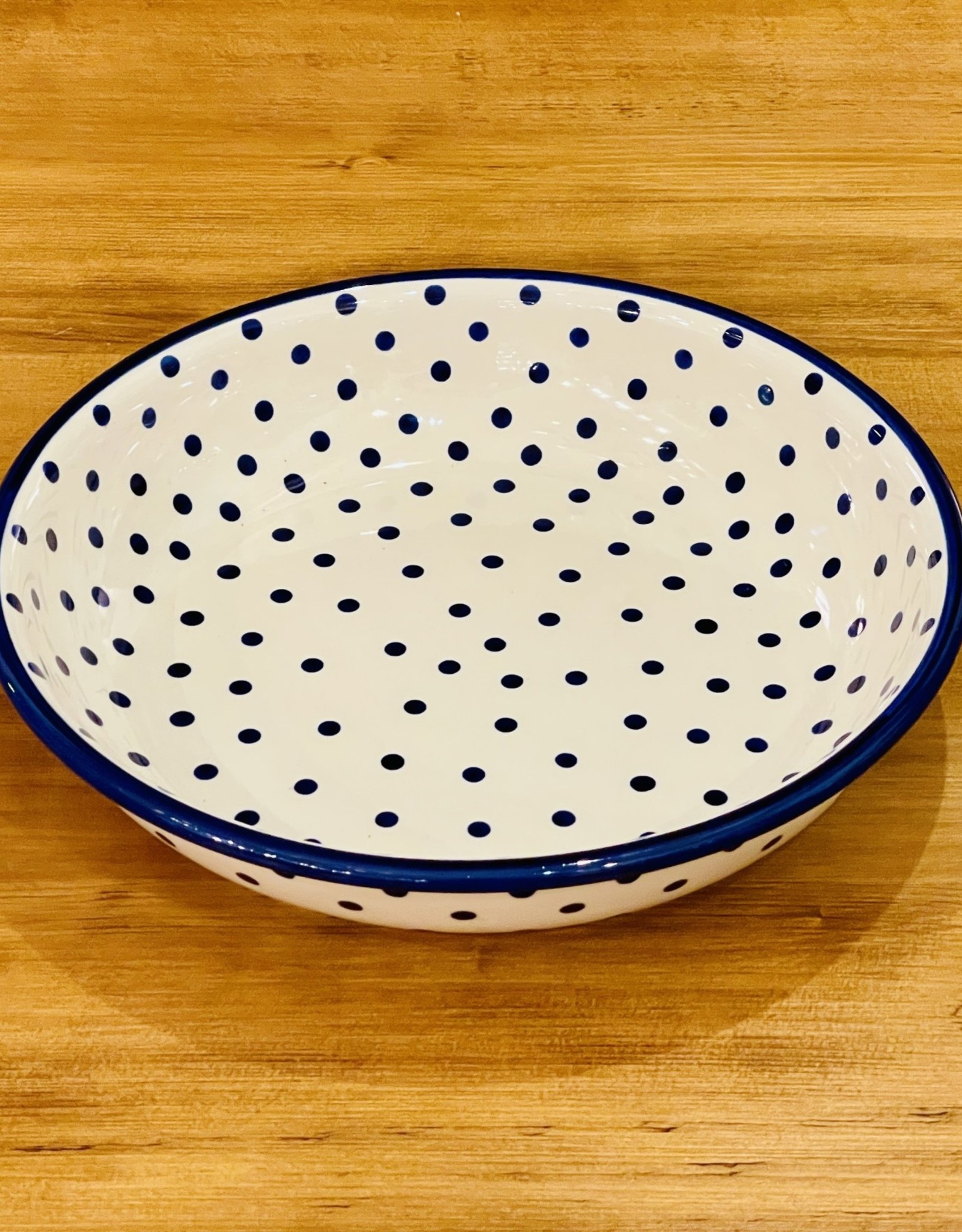 Serving Bowl -White w/Blue Dots - (D37A)