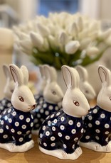 Polish Pottery Bunny Rabbit - Blue/White Dots