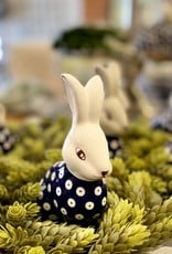 Polish Pottery Bunny Rabbit - Blue/White Dots