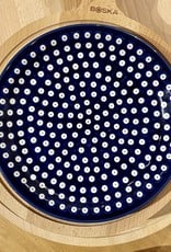 Dinner Plate - Blue w/White Dots (Blue Rim)