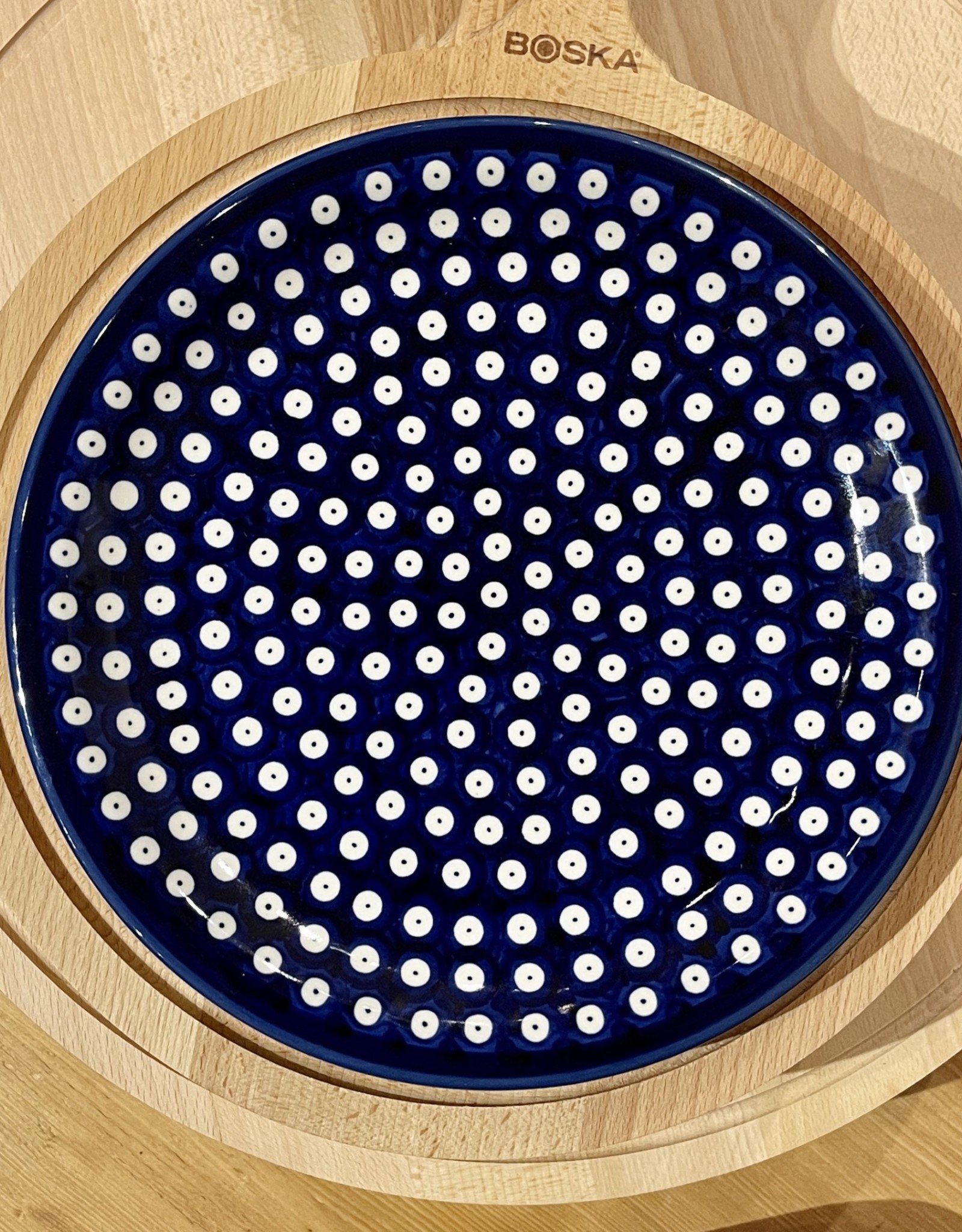 Dinner Plate - Blue w/White Dots (Blue Rim)