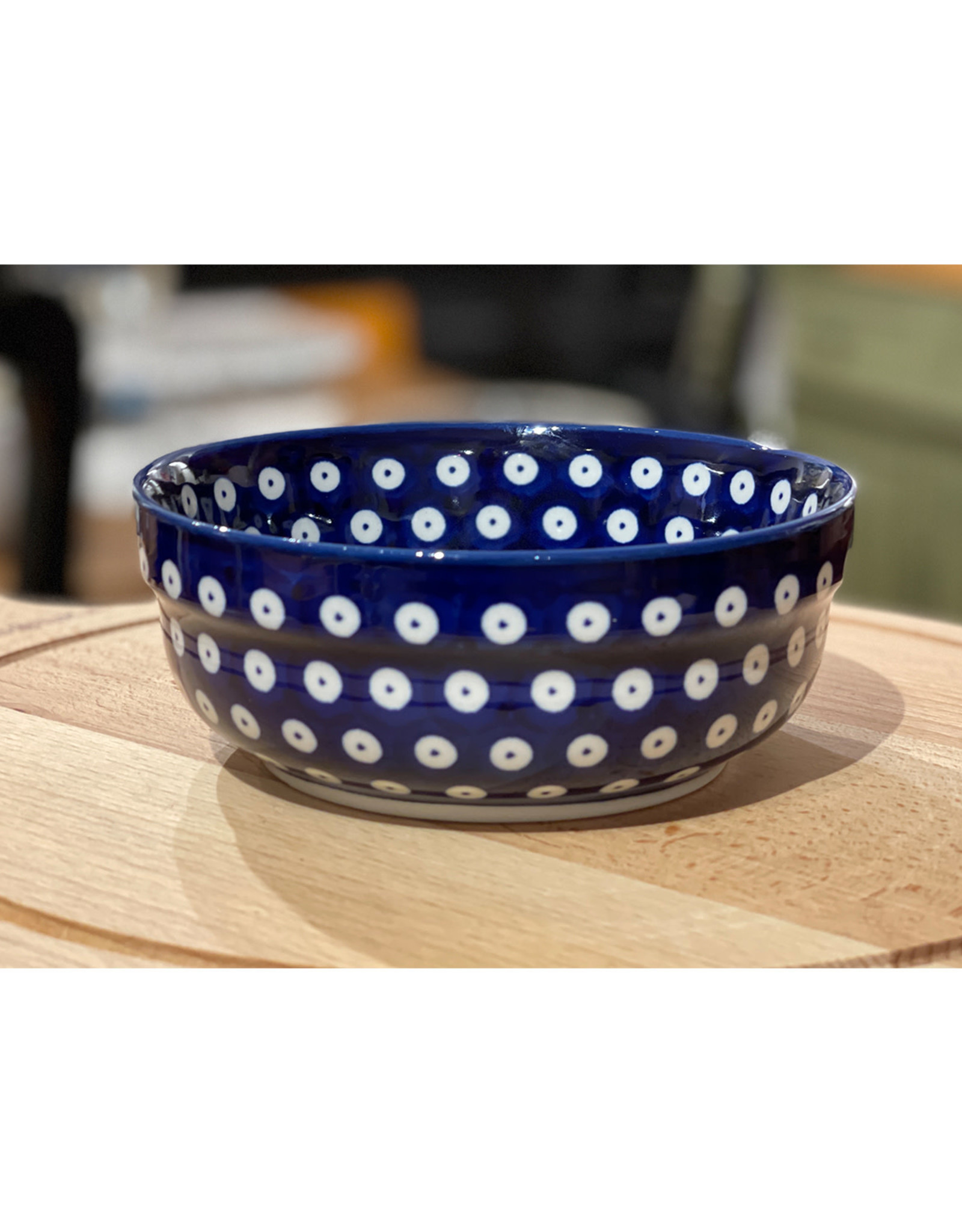 Soup/Salad/Cereal Bowl - Blue w/White Dots (Blue Rim) (D42)