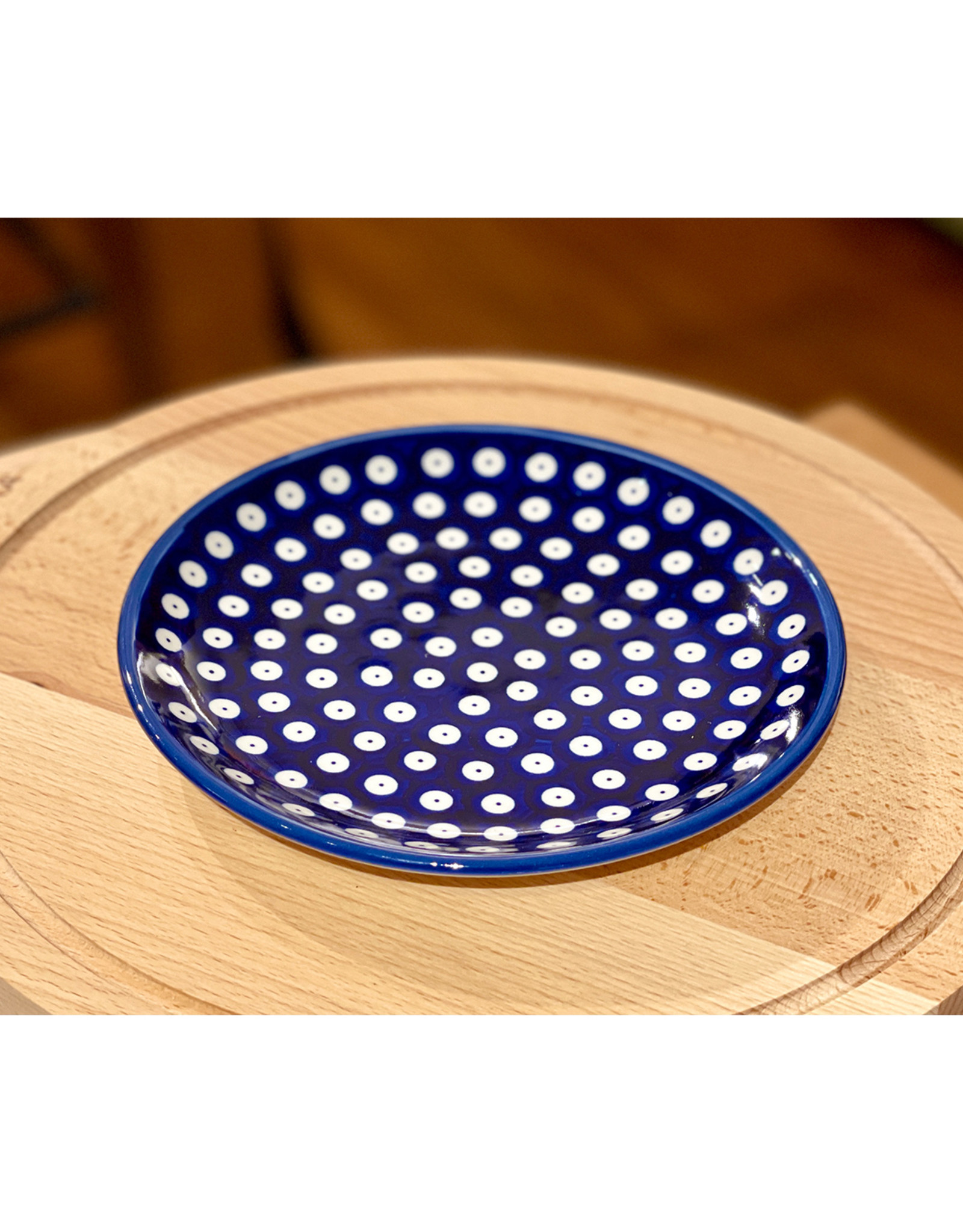 Salad Plate - Blue w/White Dots Pattern (D42)