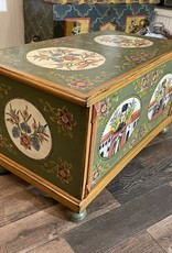 Hand-Painted Green Trunk With Bohemian Queen & Florals