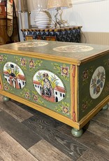 Hand-Painted Green Trunk With Bohemian Queen & Florals