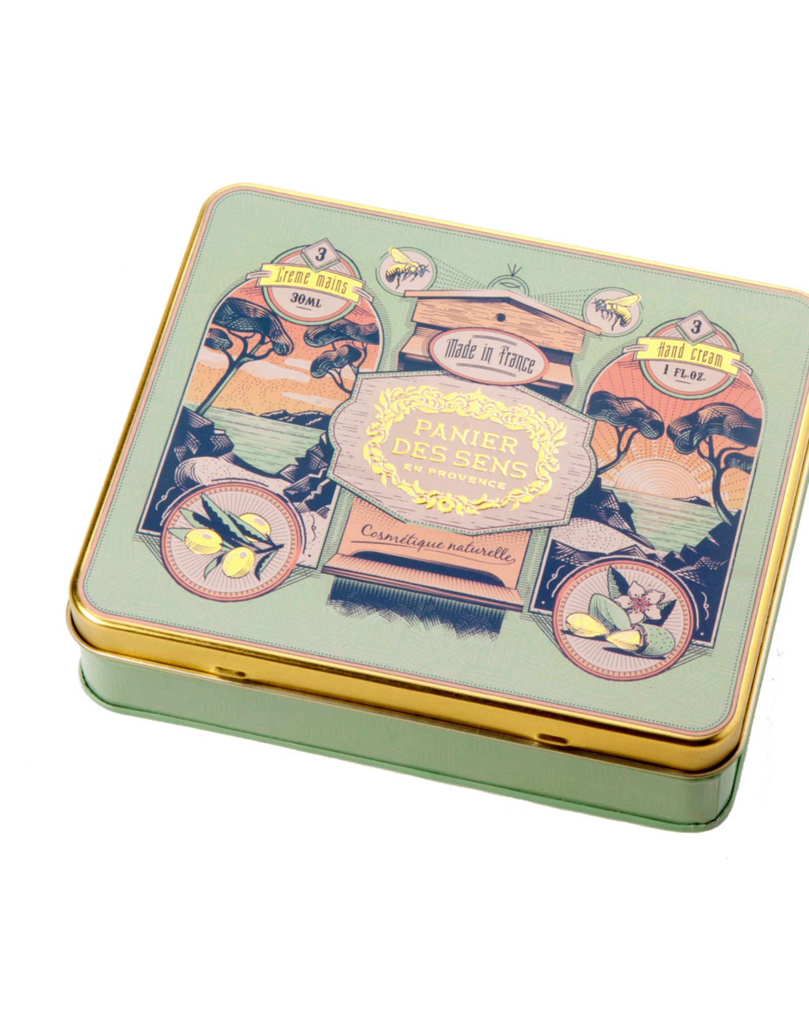 Panier Des Sens Timeless Hands Tin Gift Set - Honey, Almond & Grape Hand Creams.  Panier Des Sens