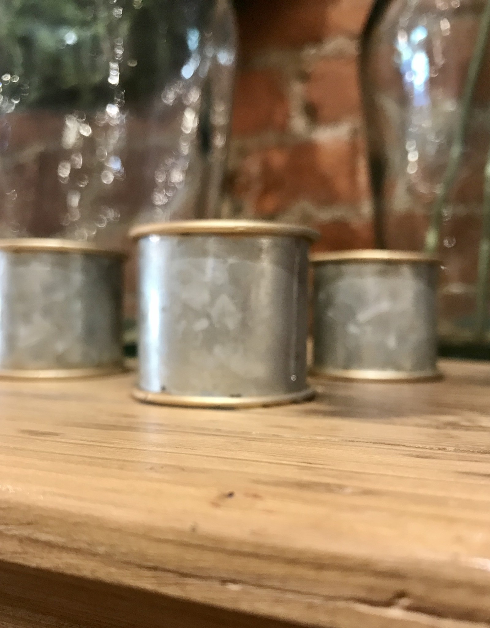 Galvanized + Gold Rim Napkin Ring galvanized metal